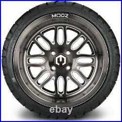 MODZ 14 Mayhem Gunmetal Golf Cart Wheels and Radial Tires (205/40-14)