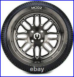 MODZ 14 Mayhem Gunmetal Golf Cart Wheels and Tires (205-30-14) Set of 4