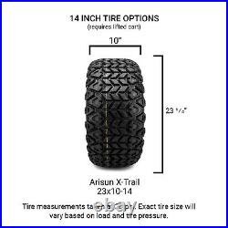 MODZ 14 Vortex Glossy Black Golf Cart Wheels and Tires (23x10.00-14) Set of 4