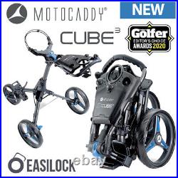 Motocaddy CUBE 3-Wheel Compact Golf Push Cart Trolley Blue NEW! 2023
