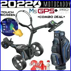 Motocaddy M5 Gps 2022 Electric Golf Trolley & Pro Series Cart Bag Combo Package