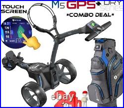 Motocaddy M5 Gps 2023 Electric Golf Trolley & Dry Series Cart Bag Combo Package
