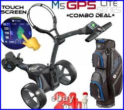Motocaddy M5 Gps 2023 Electric Golf Trolley & Lite Series Cart Bag Combo Package