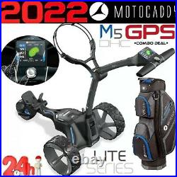 Motocaddy M5 Gps Dhc 2022 Electric Golf Trolley & Motocaddy Lite Series Cart Bag