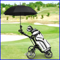 NNECW 4 Wheels Aluminum Golf Push Pull Cart With Adjustable Umbrella Holder for