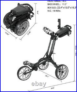 Newfly 3 Wheel Golf Push Cart Compact Semi-Auto Folding and UnfoldingLightweight