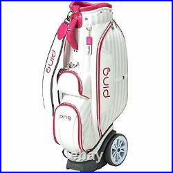 PING Golf Ladies Cart Caddy Bag with Wheel 8.5 x 46 in 4.4kg White Pink CB-L192