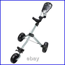Portable Folding Walking Push Cart 3 Wheel Golf Push Cart Hold 30