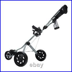 Portable Folding Walking Push Cart 3 Wheel Push Cart Hold 30 Balls Quick Open