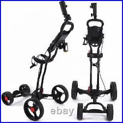 Portable Pull Cart 4 Wheel Folding Ball Bag Holder Walking Cart