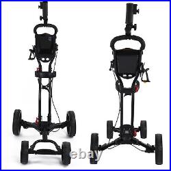 Portable Pull Cart 4 Wheel Folding Ball Bag Holder Walking Cart