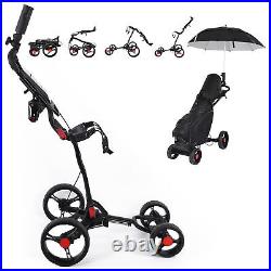 Portable Pull Cart 4 Wheel Folding Ball Bag Holder Walking Push Cart B