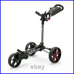 PowaKaddy DLX-Lite FF 3 Wheels Golf Push Cart Gun Metal/ Red Brand New