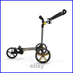 PowaKaddy DLX-Lite FF 3 Wheels Golf Push Cart Gun Metal/ Yellow Brand New