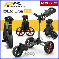 PowaKaddy DLX-Lite FF Flat Fold Golf Push Cart Gunmetal/Red NEW! 2021