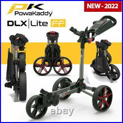 PowaKaddy DLX-Lite FF Flat Fold Golf Push Cart Gunmetal/Red NEW! 2022