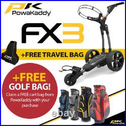 PowaKaddy FX3 EBS Electric Golf Trolley 18 Hole Lithium +FREE CART BAG