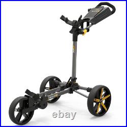 Powakaddy 2024 DLX Lite Ff Golf Push Trolley / Slim Fold Gunmetal / Yellow