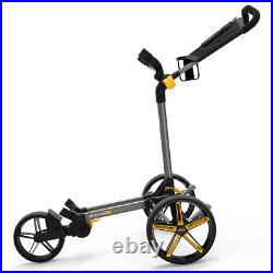 Powakaddy 2024 DLX Lite Ff Golf Push Trolley / Slim Fold Gunmetal / Yellow