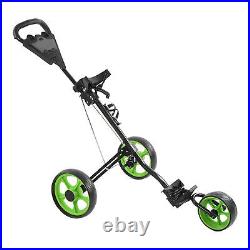 Push Cart 3 Wheeled Folding Cart With Quick Braking For Clubs
