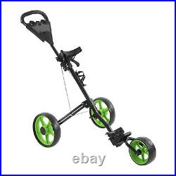 Push Cart 3 Wheeled Folding Cart With Quick Braking For Clubs