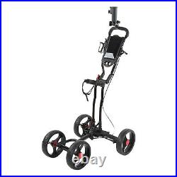 Push Cart Folding 4 Wheel Trolley Caddy With Umbrella Cup Holder Tools