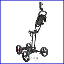 Push Cart Folding 4 Wheel Trolley Caddy With Umbrella Cup Holder Tools New