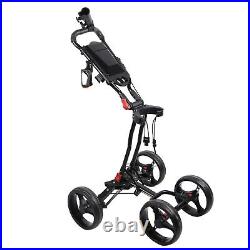 Push Cart Folding 4 Wheel Trolley Lightweight Compact Caddy With Umbrel BST
