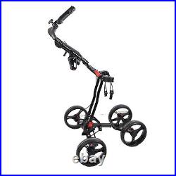 Push Cart Folding 4 Wheel Trolley Lightweight Compact Caddy With Umbrel BST