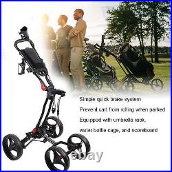 Push Cart Folding 4 Wheel Trolley Lightweight Compact Caddy With Umbrel SDS