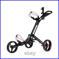 SPOTRAVEL 3 Wheel Golf Push Pull Cart, Folding Lightweight Golf Trolley with