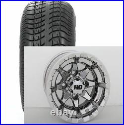 Set of (4) 12 Chrome SS Golf Cart Car SS212 SS112 Wheels & Low Profile Tires