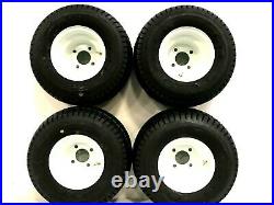 Set of 4 Golf Cart 18x8.50-8 4 Ply Traction Tires mounted on 8 White Wheels