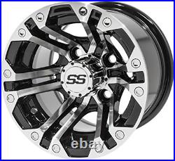 Specter 14 Inch Aluminum Golf Cart Wheel 14X7 Machined Silver/Black 4 Bolt