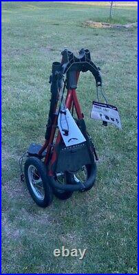 Sun Mountain 3 Wheel Folding Push Cart Speed Cart V1 Golf Bag Cart-Red USED
