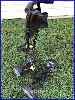 Sun Mountain Micro Cart 4-Wheel Collapsible Push Cart for Golf Bag withCupholder