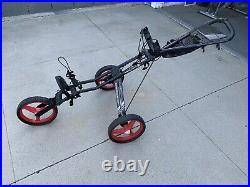 Used Sun Mountain Speed Cart GT Black & Red Push and Pull Cart 3 Wheel Trolley