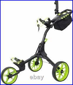Vilineke Compact 3 Golf Push Trolley with Umbrella Holder and Storage Bag Lime