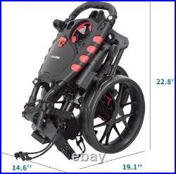 Vilineke Compact 3 Wheel Golf Push Trolley Umbrella Holder Storage Bag-Black