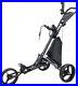 Vilineke OneClick Golf Push Cart 3 Wheels Quick Fold and Light Trolley- Black