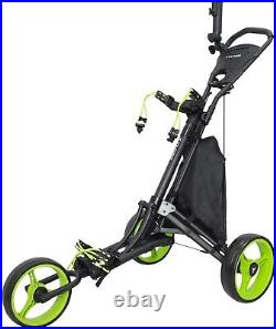 Vilineke OneClick Golf Push Cart 3 Wheels Quick Fold and Light Trolley- Green