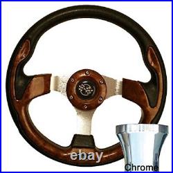 Yamaha G2-G29 Golf Cart Woodgrain Rally Steering Wheel Chrome Adaptor Kit