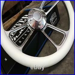 Yamaha Golf Cart White 3 Spoke Billet Aluminum Steering Wheel with Horn & Adapter