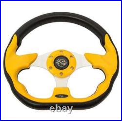 Yellow Racer Steering Wheel 12.5 with Black Adapter Hub for Club Car DS
